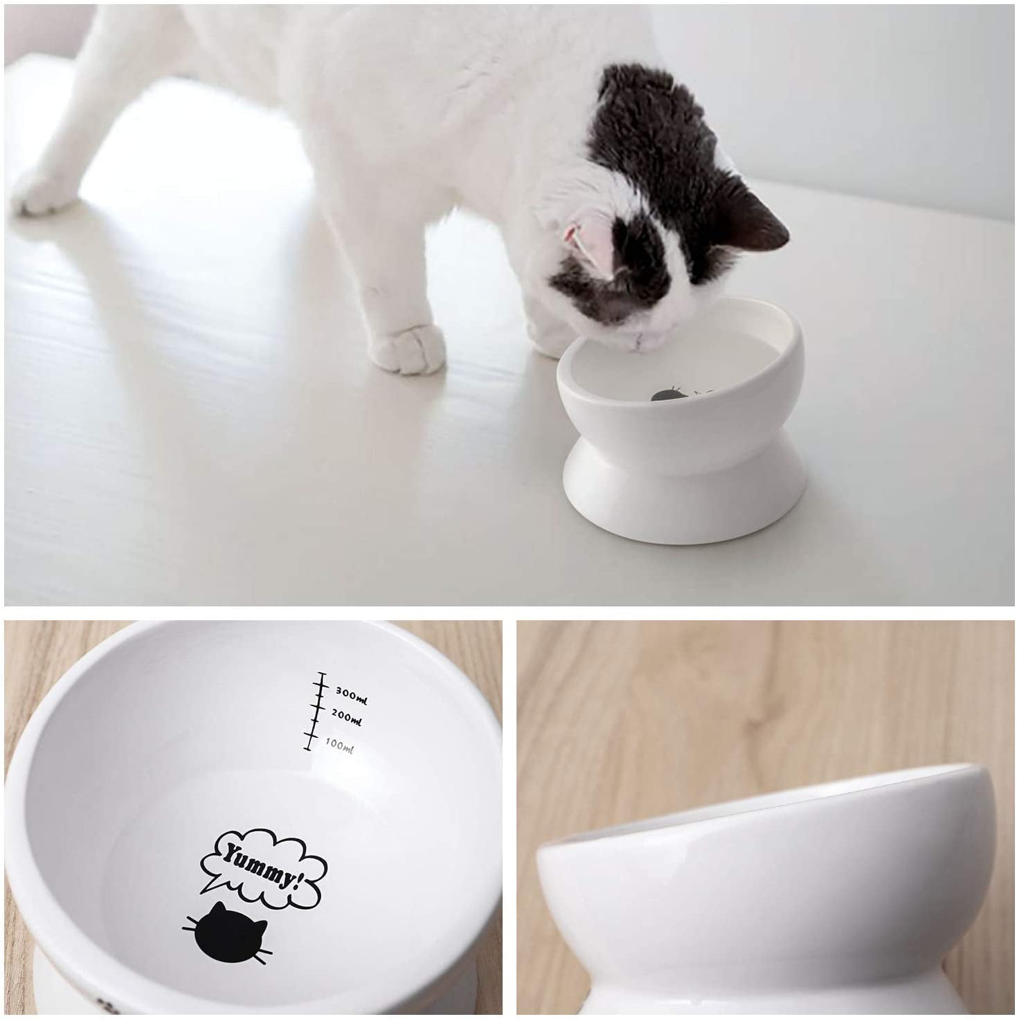 Y YHY Cat Water Bowl,Raised Cat Food Dish,Elevated Cat Bowl No  Spill,Ceramic Pet
