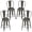 Gun Metal, variant on Furnibear Set of 4 Metal Bar Stools with Backrests and Footrests, Gun Metal