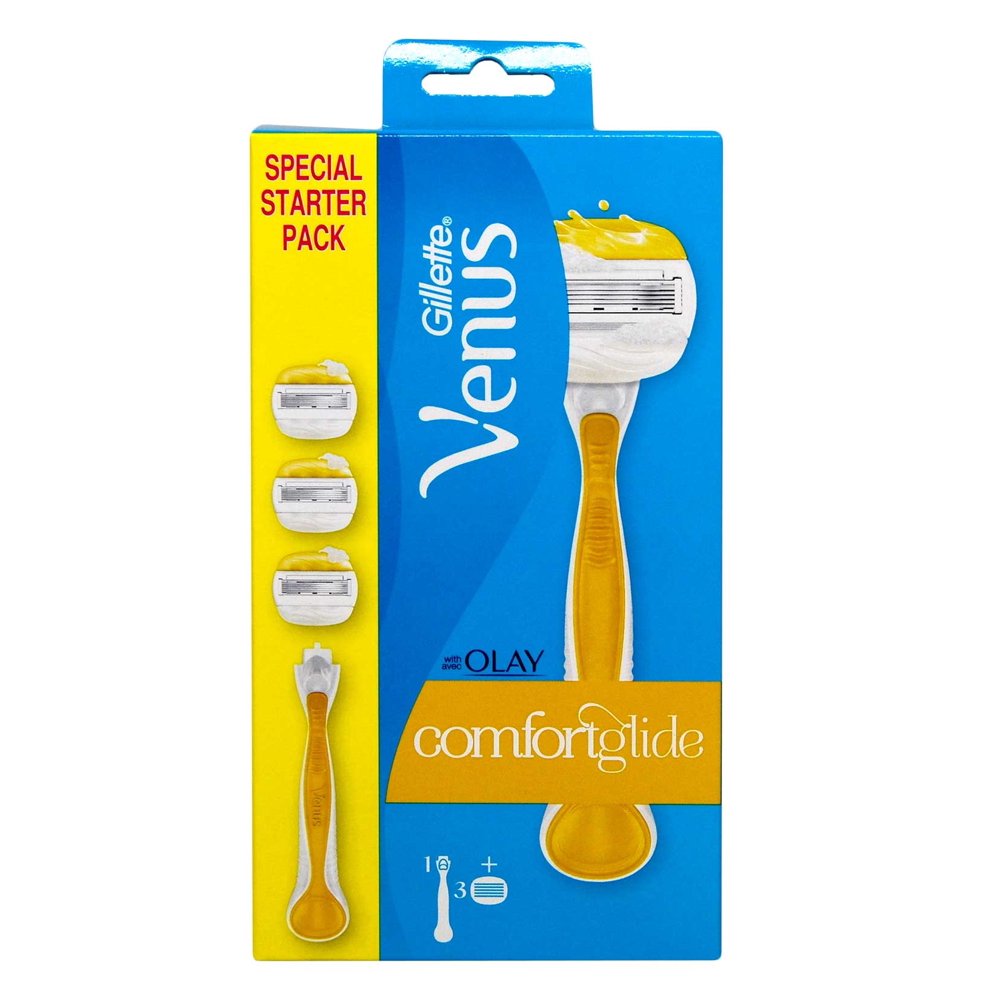 Gillette Venus ComfortGlide Plus Olay for Women with 1 Razor and 3