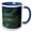 Blue/White, variant on 3drose, Scarlet and Blue Gold Macaw Wing Feathers, 11oz Two-tone Black Mug