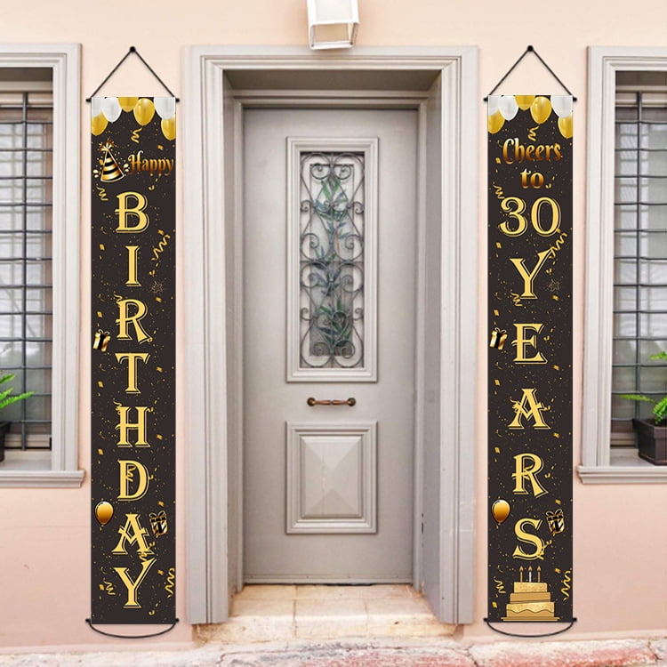 2 Pieces 30th Birthday Party Decorations Cheers to 30 Years Banner 30th Party Decorations Welcome Porch Sign for 30 Years Birthday Supplies