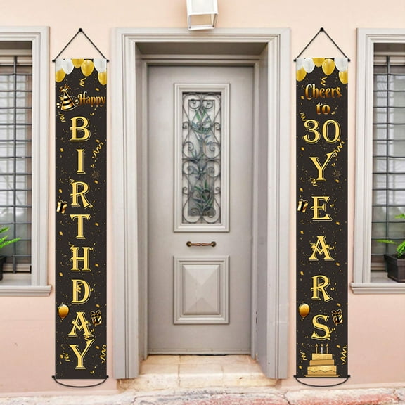 2 Pieces 30th Birthday Party Decorations Cheers to 30 Years Banner 30th Party Decorations Welcome Porch Sign for 30 Years Birthday Supplies