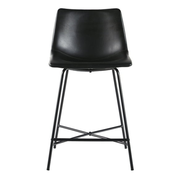 2 set Modern Upholstered Counter Stool with Metal X Base Black