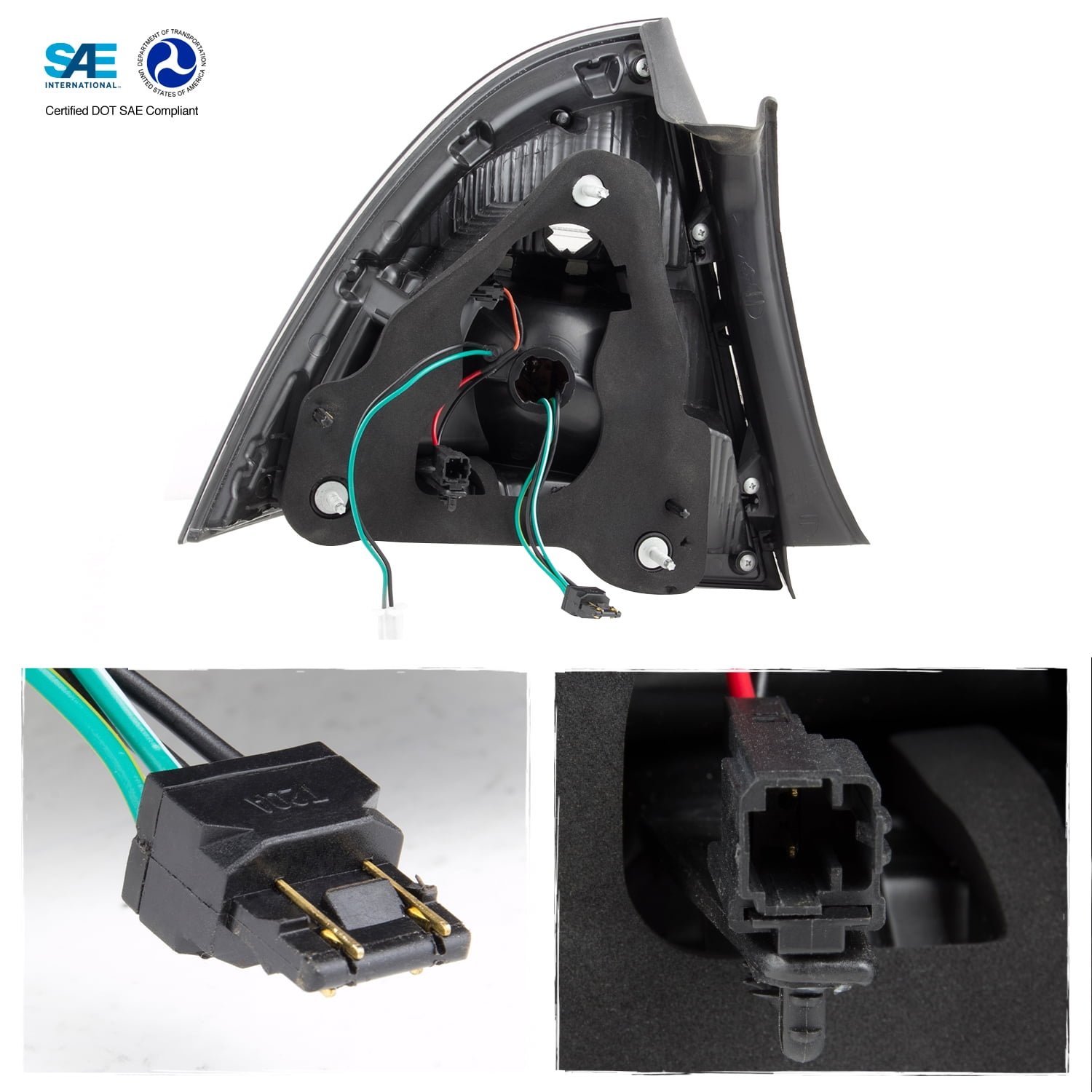 AKKON - For 2010-12 Ford Fusion Full LED Daytime Running Lamp Bar Tail Lights Black Housing Smoked Lens Set