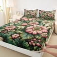 thumbnail image 3 of Homewish Chic Flowers 3pcs Twin Sheet Sets For Kids Teens Adults,Kawaii Floral Blossoms Twin Fitted Sheet,Spring Garden Breathable Flat Sheet,Ultra Soft Home Decor, 3 of 7