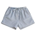 thumbnail image 5 of Admvng Womens Vertical Striped Shorts Drawstring Waist Button Detail Casual Loungewear Shorts, 5 of 6