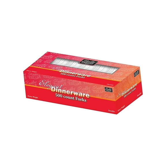 Berkley Square Elegant Dinnerware Plastic Fork Heavy-Weight White 500/Box (1072010) AFK89000