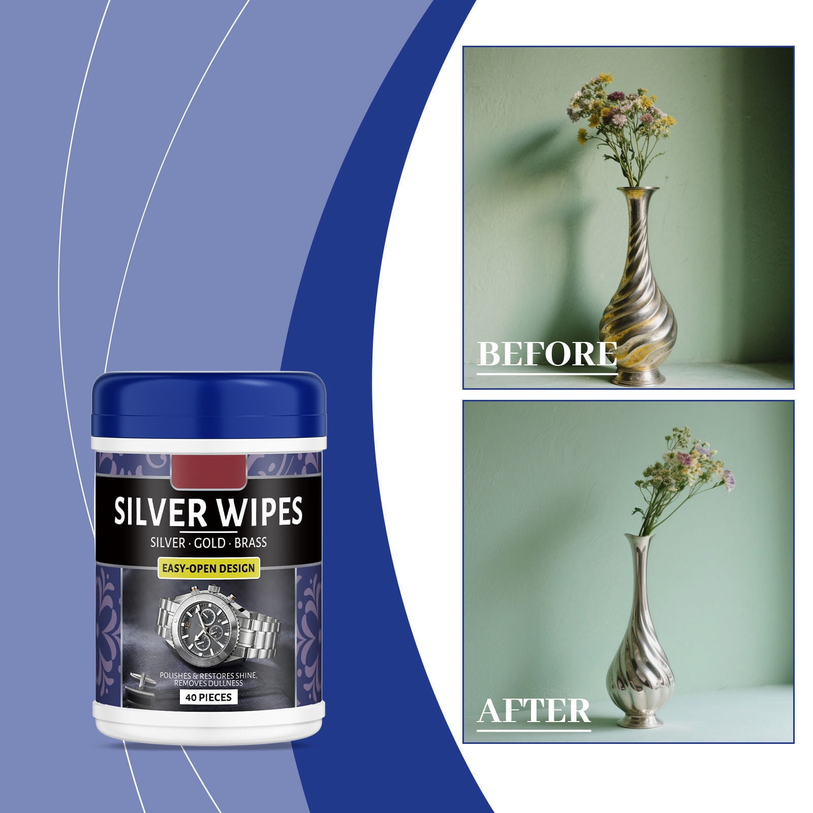 cpengpj Premium Silver Cleaning Wipes for Tarnish Removal, Anti-Tarnish Polishing Cloths for Jewelry, Tableware Restoration with Safe pH Formula