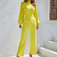 thumbnail image 2 of aidice Dressy Jumpsuits for Women Office High Neck Long Sleeve Fitting Zip Button Comfy Workwear Pants Rompers, 2 of 9