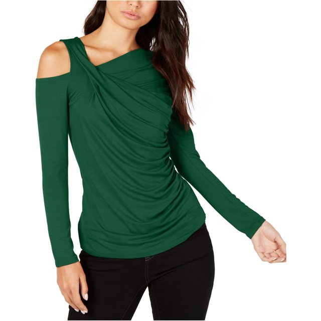Blusa fruncida Vince Camuto con Hombros descubiertos para mujer verde extragrande