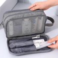 thumbnail image 5 of Travel Toiletry Wash Bag Dry & Wet Separation Gym Shaving Organiser Bag with 3 Compartments (Grey), 5 of 5