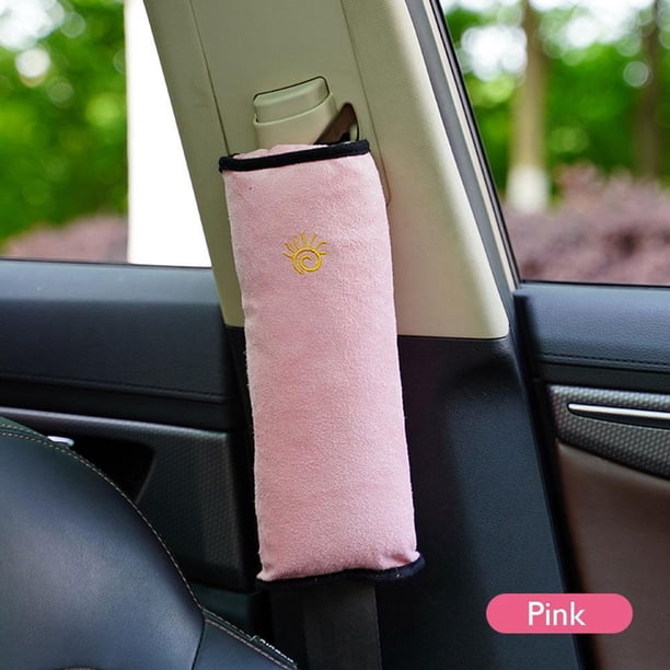 Hombreras Para Niños Funda de felpa para cinturón de seguridad de coche, almohadilla transpirable para cinturón de seguridad para niños (rosa)