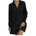 thumbnail image 2 of NJDVHB Robes d'Hiver pour Femmes, Robes de Vacances pour Femmes, Robe Longue à Manches Longues Imprimée Patchwork en Fourrure Col en V avec Dos, Noir, TG, 2 of 5