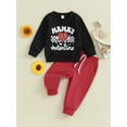 thumbnail image 2 of Bslissey Kids Baby Boys Girls Valentine's Day 2Pcs Outfits Long Sleeve Letter Plaid Print Sweatshirt + Elastic Waist Pants 6M-4T Toddler Casual Daily Clothes, 2 of 10