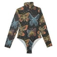 thumbnail image 2 of Butterflies Orange Blue Women's Mock Turtle Neck Long Sleeve Tops Bodysuit Jumpsuit One Piece Leotards Shirt, 2 of 8