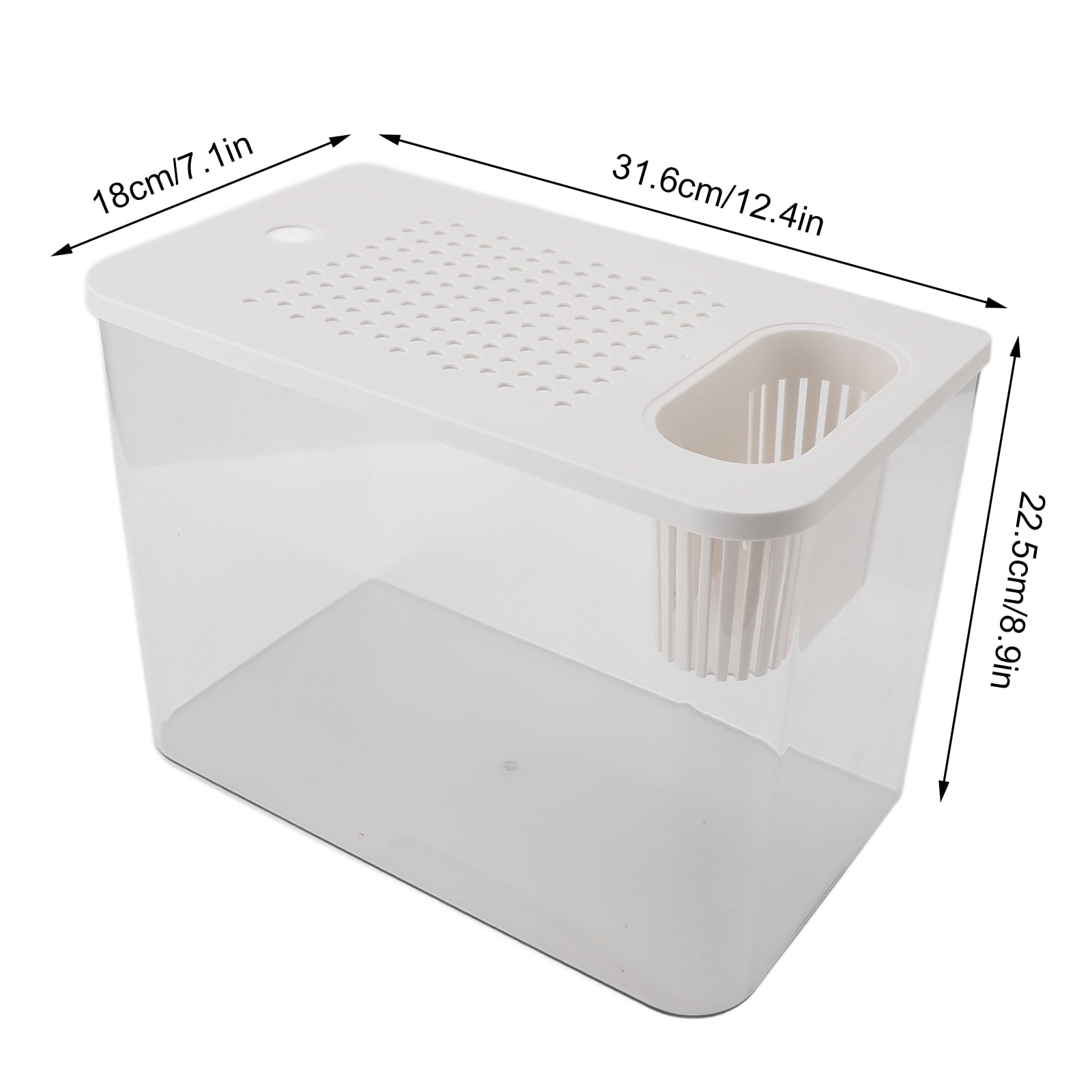 YAHHU Small Plastic Clear Micro Landscape Desktop Aquarium Fish Tank for Goldfish Betta Turtle, White, 12.4x7.1x8.9 inches / 31.6x18x22.5 cm