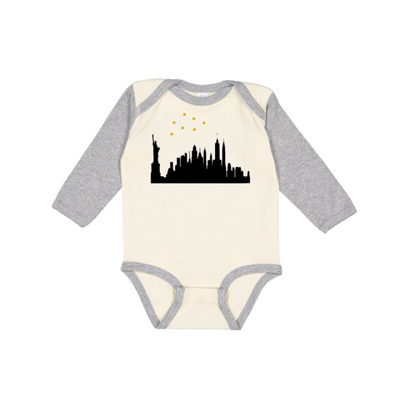 Inktastic New York Skyline Boys or Girls Long Sleeve Baby Bodysuit