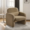 thumbnail image 5 of Modern Accent Chair, Upholstered Round Armchair with a Waist Pillow,Chenille Fabric Leisure Single Sofa Chair for Bedroom, Office and Living Room,Khaki, 5 of 10