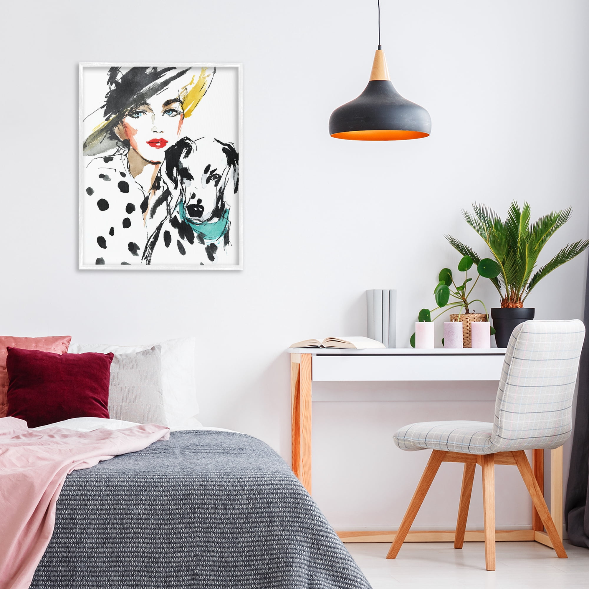 Stupell Industries Trendy Dalmatian Muse White Framed Giclee Art, design by Svetlana Aleynikova