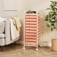 thumbnail image 4 of Costway 10 Drawer Rolling Storage Cart Scrapbook Paper Office School Organizer Skin Pink, 4 of 10