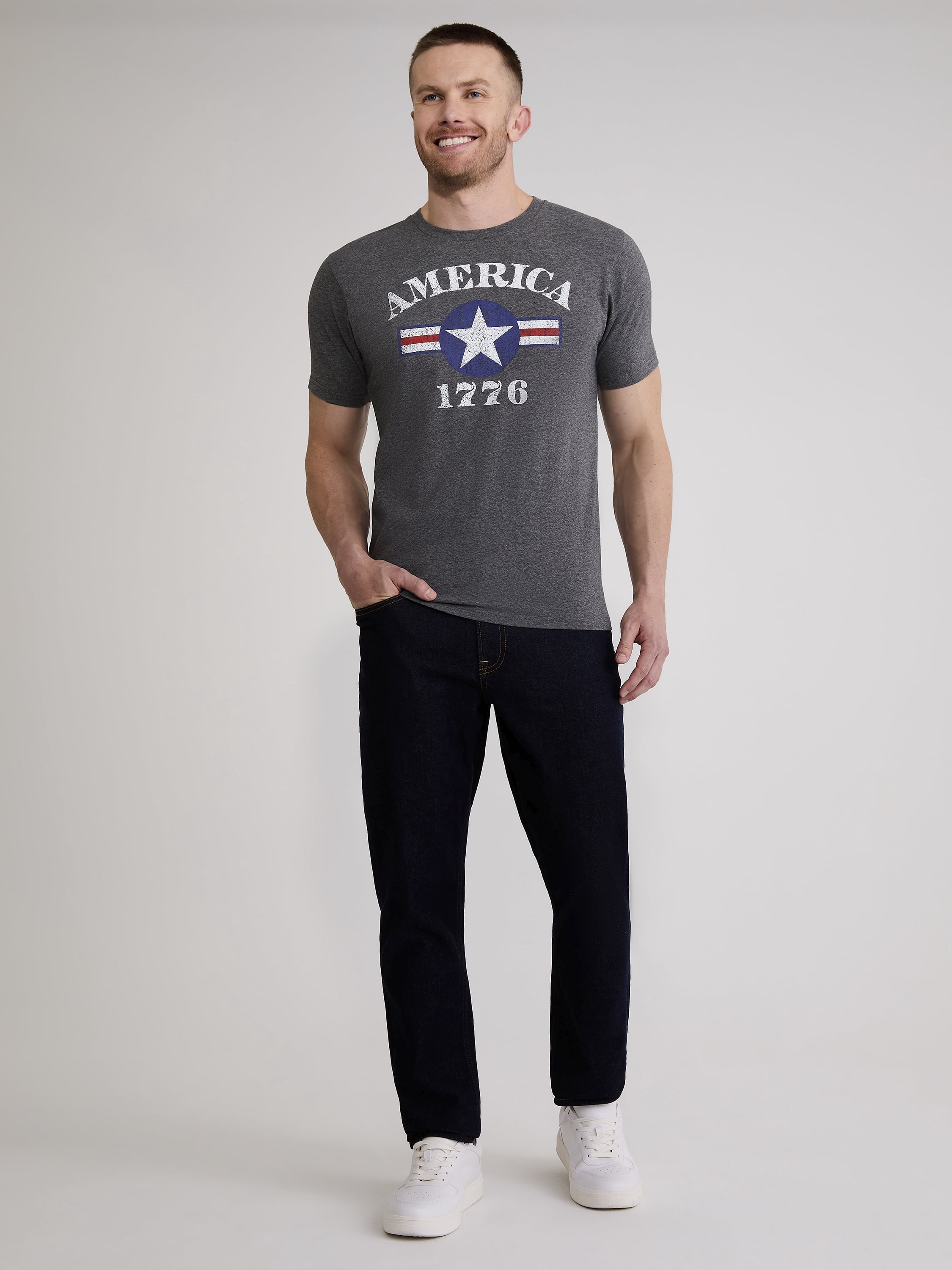 Men’s and Big Men's 4th of July USA 1776 Icon Americana Graphic Tee Shirt by Way to Celebrate, Sizes XS-3XL