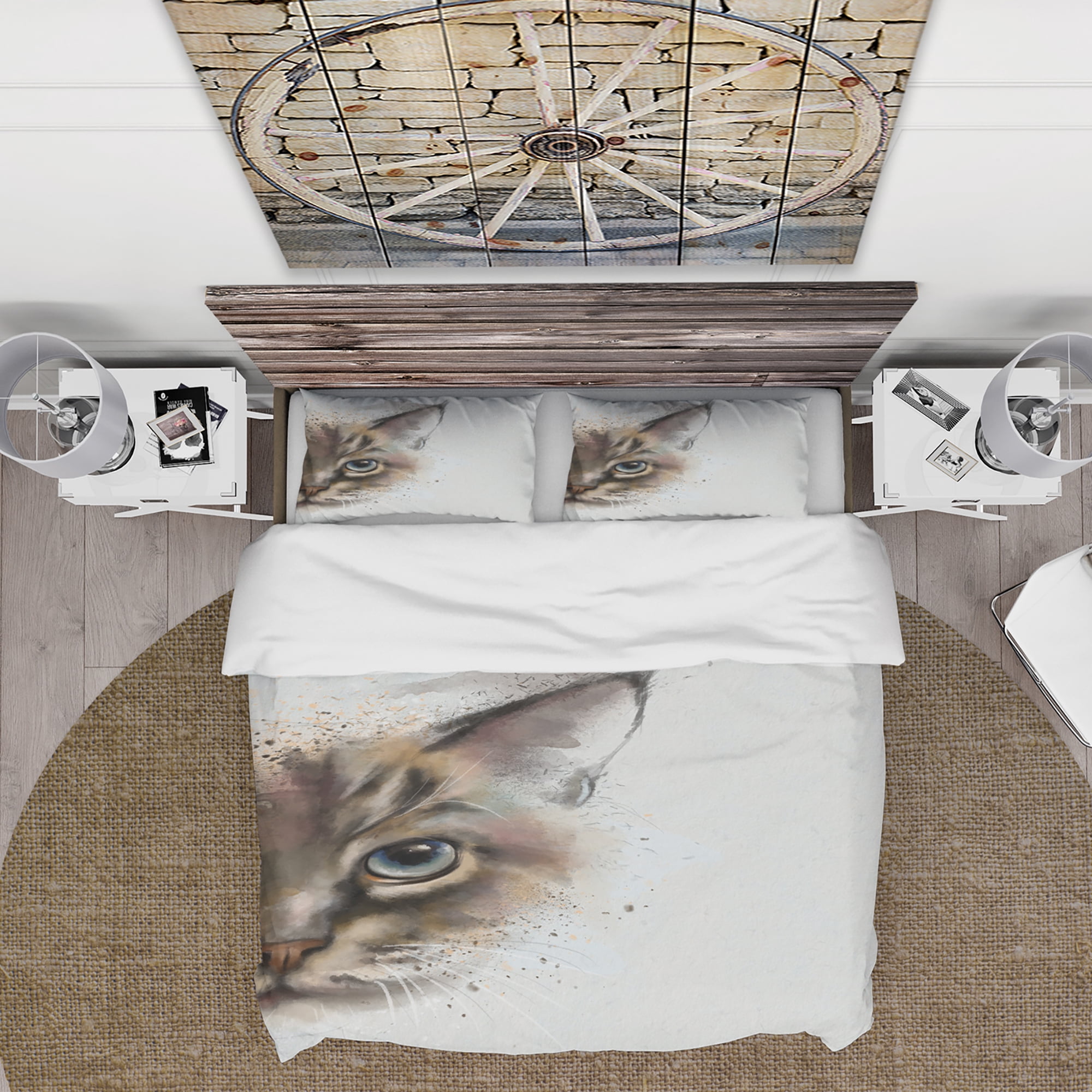 Designart 'Cat Half Face Watercolor' Animal Duvet Cover Set