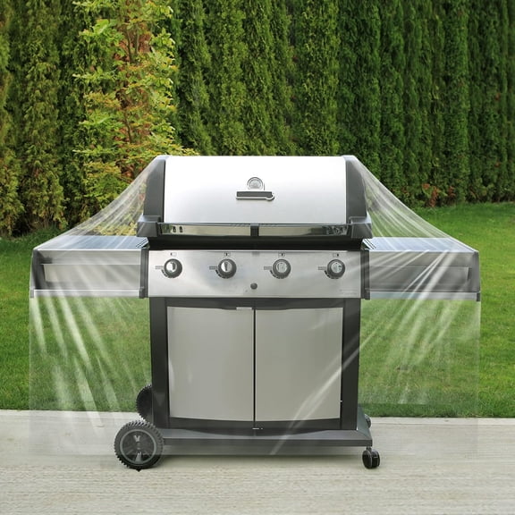 60 Inch Clear BBQ Grill Barbecue Cover Plastic Heavy Duty Waterproof Outdoor Furniture Cover UV Resistant for Charbroil Grills and More