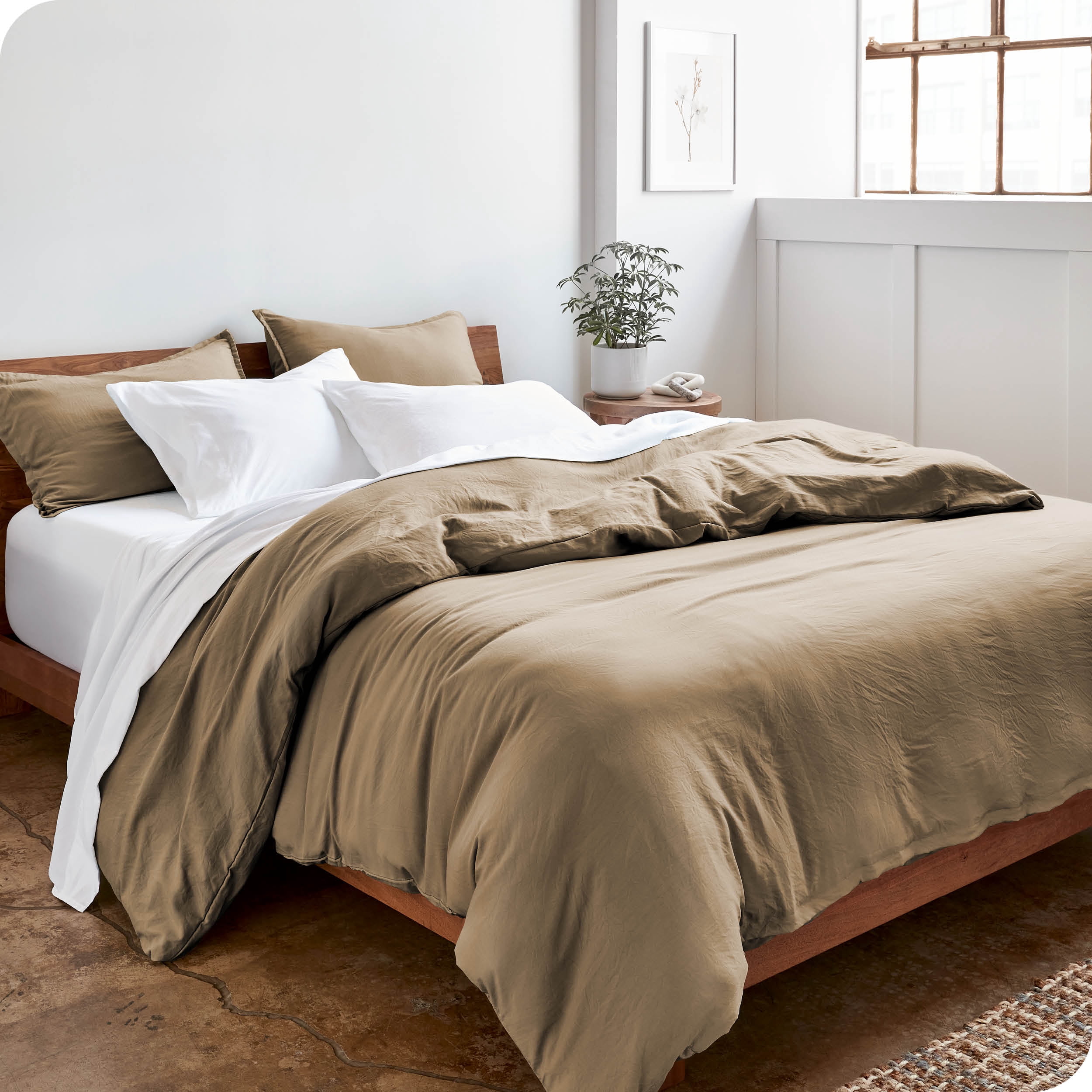 Bare Home Sandwash Microfiber Duvet Cover & Sham Set, OverSize Queen, Pebble Beach, 3-Piece