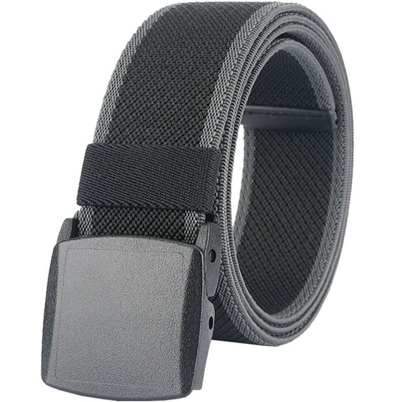 Elastic Belts Men Stretch Canvas Belt Durable Plastic Buckle for Work Travel Sports Trim to Fit 27- 46" Waist(Black & Gray)