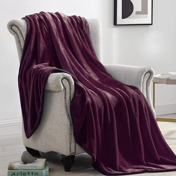Iguohao Fleece Blanket King Size 108x90 Burgundy Plush Fuzzy Lightweight Throw Super Soft Microfiber Flannel Nap Blankets For Couch Bed Sofa Ultr