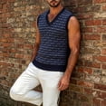 thumbnail image 4 of BaoFuBaoMei Sweater Vest Men Knitted Big and Tall V Neck Ribbed Trim Sleeveless Sweater Stripe Jacquard Fall Tops, 4 of 6
