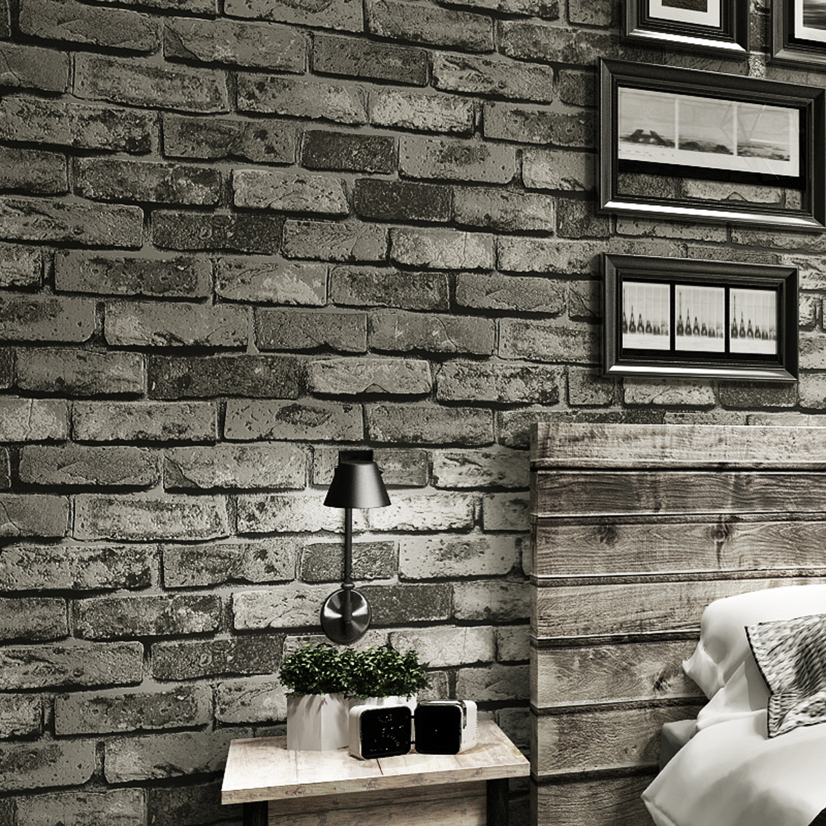 32.8*1.7Ft 3D Brick Wallpaper, 3D Vintage Embossed Stone Brick Effect Vinyl Wallpaper Peel and Stick Wallpaper for Bedroom Living Room TV Background Home Decor - image 2 of 9