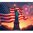 thumbnail image 3 of Statue of Liberty Banner American Flag Patriotic Design Celebration Backdrop for Independence Day Party Event Decoration, 3 of 7