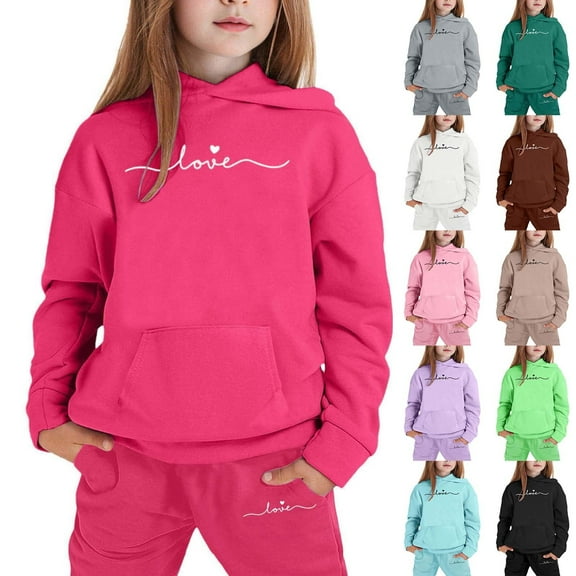 MuXiKeJi Clothes Girls Boys 2pc Tracksuit Athletic Sweatsuits Sets Kids Hoodie Sweatshirt and Jogger Sweatpants Clothing Sets Winter Outfits