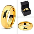 thumbnail image 4 of Tungsten Bunny Rabbit Running Hare Band Ring 7mm Men Women Comfort Fit 18k Yellow Gold Dome Polished, 4 of 4