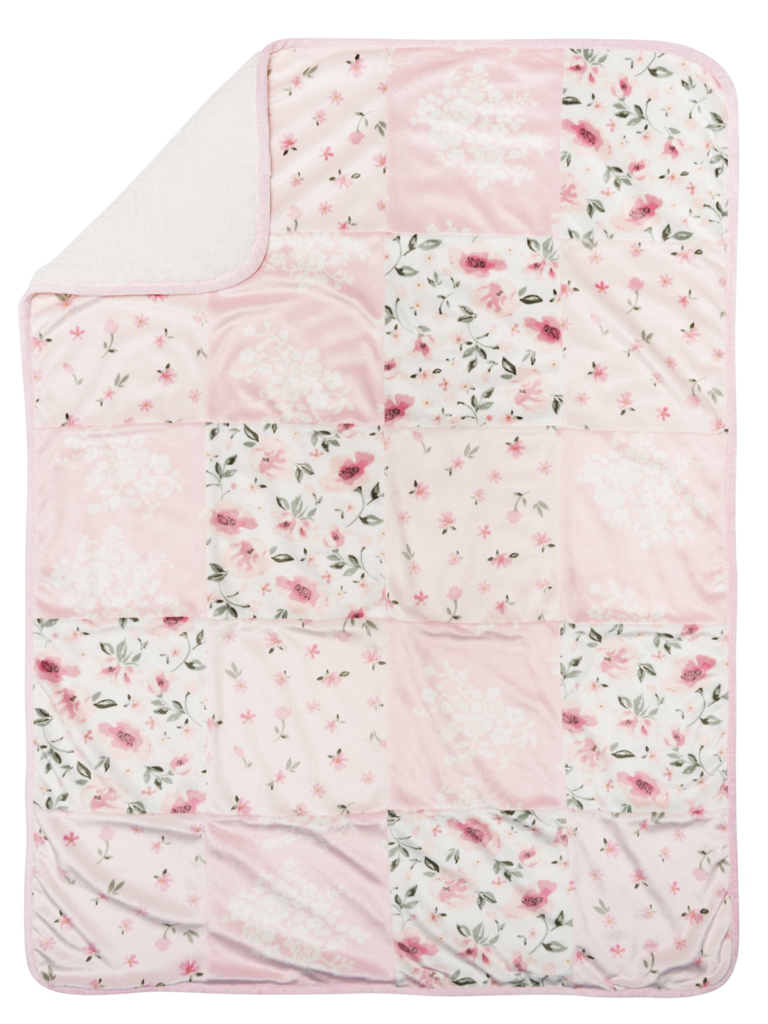 Modern Moments By Gerber Baby & Toddler Girl Super Soft Patchwork Blanket, Light Pink