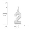 thumbnail image 2 of 925 Sterling Silver Solid Small Polished Sport game Number 2 Charm 20x4mm Wide Pendant Necklace for Women, 2 of 2