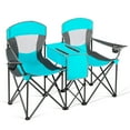 thumbnail image 6 of Gymax Folding 2-person Camping Chairs Double Sunshade Chairs w/ Canopy Patented Turquoise, 6 of 10