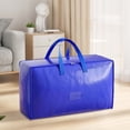 thumbnail image 4 of Bolsa de almacenamiento móvil tejida extra grande para ropa de cama | Organizador de edredón grueso y resistente | Bolsa impermeable de lavandería para dormitorio de viaje | Embalaje de ropa, 4 of 5