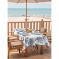 thumbnail image 2 of 60x84 Inch Outdoor Tablecloth with Umbrella Hole Zipper Rectangle Navy Blue Coastal Rectangular Tablecloths Outside Waterproof Nautical Starfish Coral Shell Ocean Summer Patio Table Cover for Picnic, 2 of 8