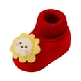 thumbnail image 3 of Gvdentm Girls Silver Winter Boot Baby Booties First Walkers Cozy Shoes Warm Knit Soft Booties for Toddler Boy Girl(Red,4), 3 of 9