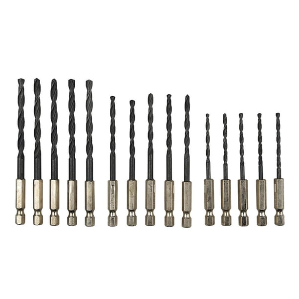 Juego Brocas Vástago Hexagonal HSS 15 Piezas Taladros Eléctricos Giratorios Tornillo Hexagonal
