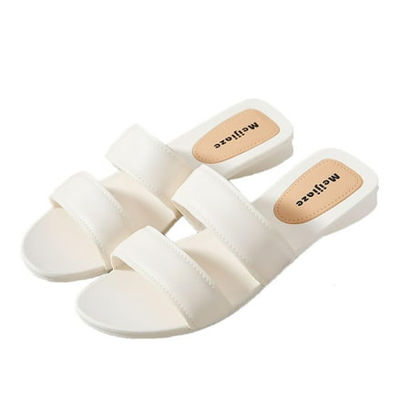 

kakina CMSX Sandals for Women Summer Seaside Holiday Flip Flops Women Wear Flat Bottoms And Cool Slippers White 6