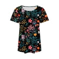 thumbnail image 5 of Raeneomay Short Sleeve Tunic Tops Fit Pleated Blouse Shirts Fashionable Women's Casual Short Sleeved Loose Round Neck Printed Top, 5 of 5