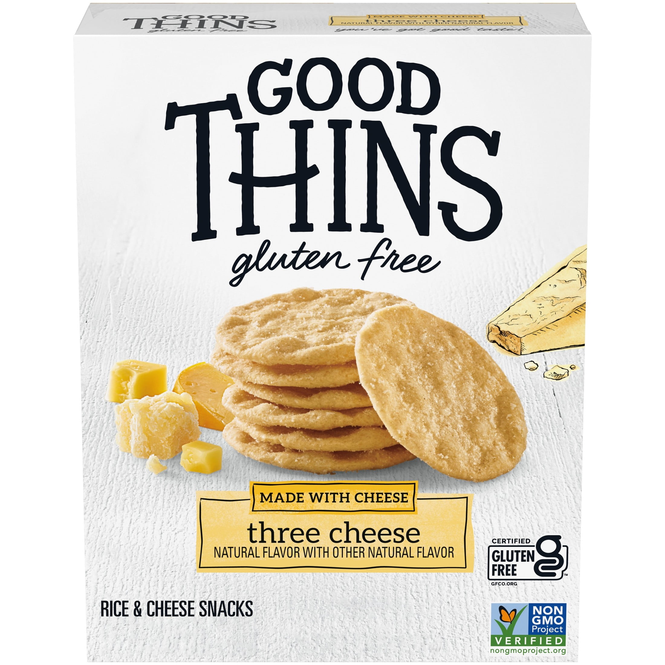 (3 pack) GOOD THINS Three Cheese Rice & Cheese Snacks Gluten Free Crackers, Snack Crackers, 3.5 oz
