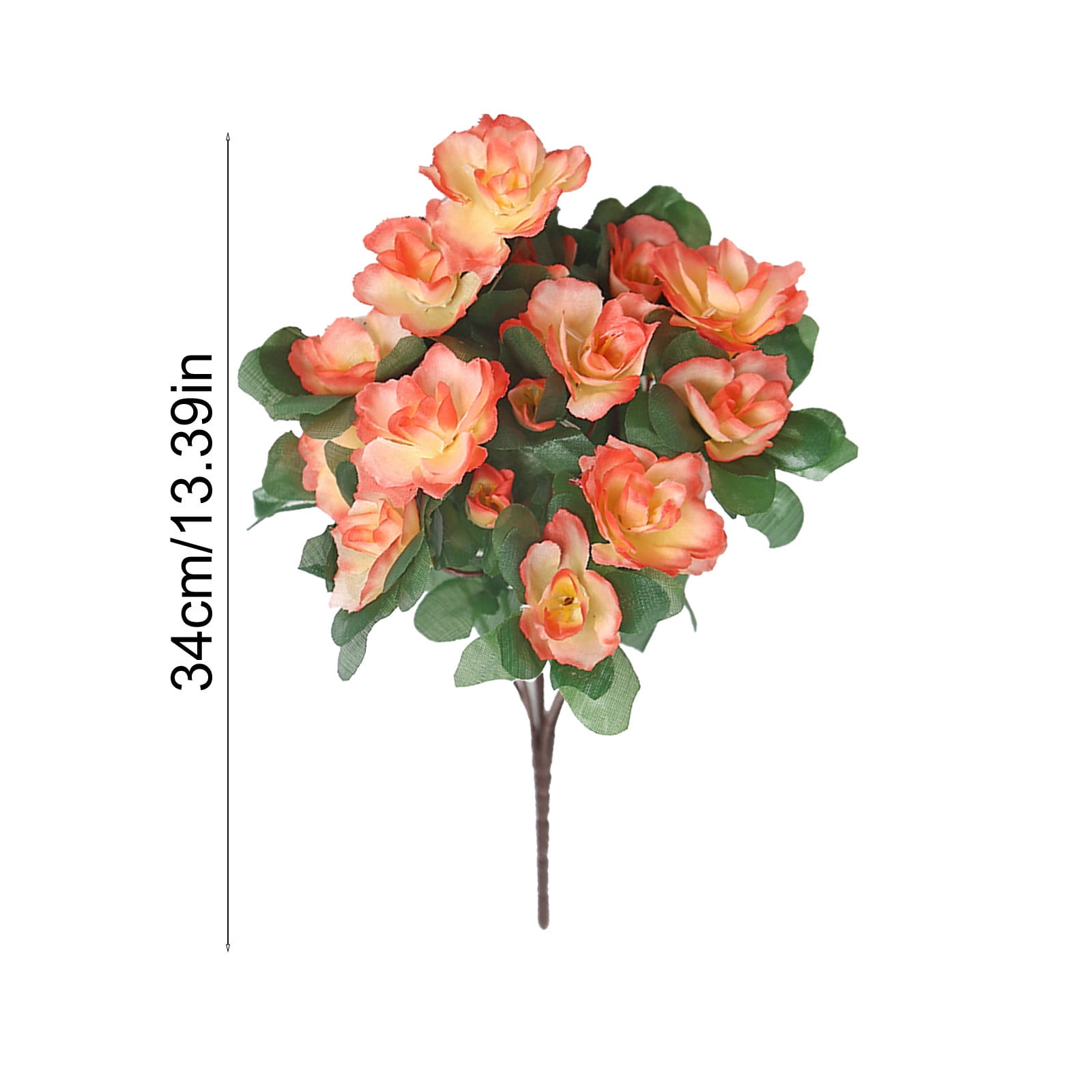 Artificial Fake Flowers for Outdoors Spring Outside Decoration, 1 Bundles Silk Azalea Faux Plants UV Resistant Realistic Outdoor Flowers for Planter Porch Patio Garden Walkways Home, Orange