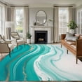 thumbnail image 2 of 5x8 Area Rugs for Living Room, Teal Waves Abstract Non Slip Area Rugs for Kitchen Bedroom Entryway, Gradient Fluid Water Ripple Washable Carpet Runner Rug Floor Mats for Bedroom Home Decor, 2 of 9