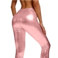 thumbnail image 5 of Women's Metallic Shiny Leggings with Side Pockets, Solid Color High Waist Stretchy Pants for Summer & Spring Casual, Party, Dance, 5 of 7