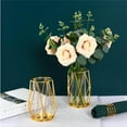 thumbnail image 4 of CasaVibe 2-Pack Gold Geometric Vase Set: Clear Glass Metal Frame Vases for Home/Table/Wedding Decor, 4 of 7