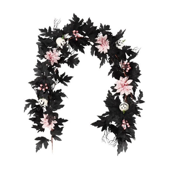 Gothic Halloween Decor 69 Inch Black Halloween Garlands Spooky Halloween Decorations Hanging for Indoor Outdoor Home Porch Party 1 Pack